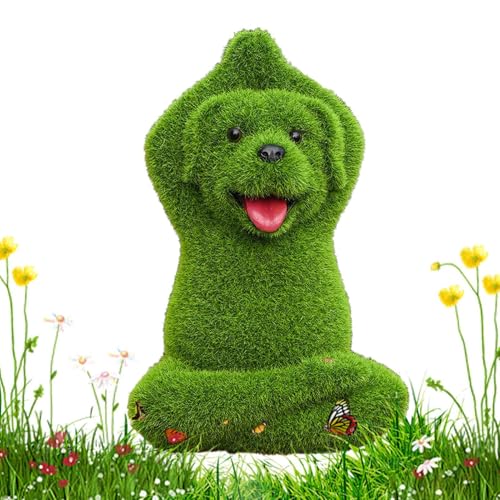 Statue de chien résistant aux intempéries aspect velours vert - 2