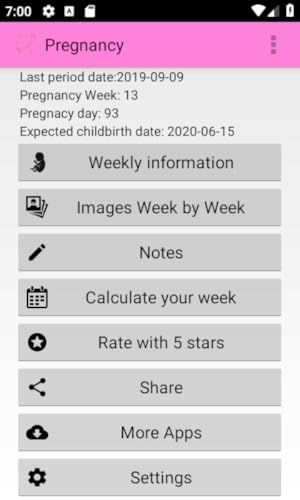 Pregnancy weekly info app