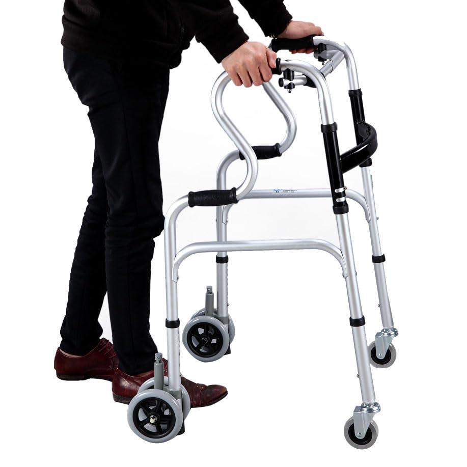 Andador para Ancianos,Andador for Adultos con 4 Ruedas for Personas Mayores,Andador Ligero De Aluminio, con 4 Ruedas