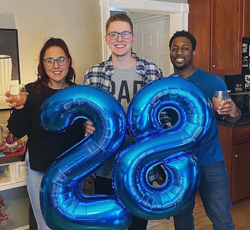 Image of 40 Inch Navy Blue Number 9 Balloon, 9th Blue Birthday Party Decorations | 40 Inch Navy Blue inflatable foil number balloons, large birthday decorations for 9th birthday