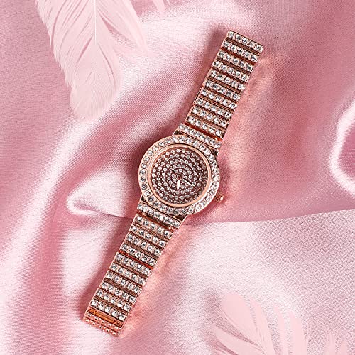 Image of Haute Sauce Women's Embellished Analog Dial with Stainless Steel Strap | Battery Power | Foldover Closure | Quartz Movement | Fashion Wrist Belt Watch for Female and Girls