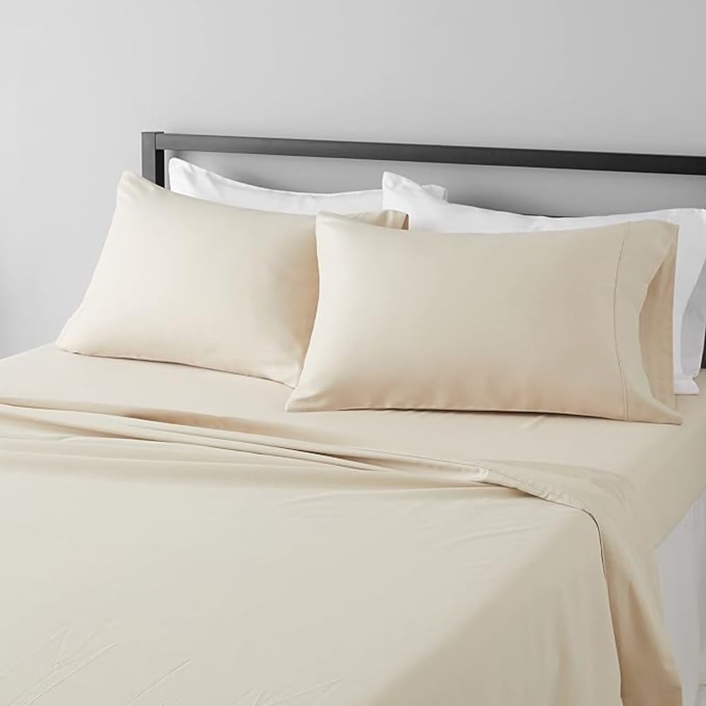 4 Pieces Sheet Set-100% Egyptian Cotton Bed Sheets 400 Thread Count Sateen Finish Luxuries Hotel Quality (Beige, Full)