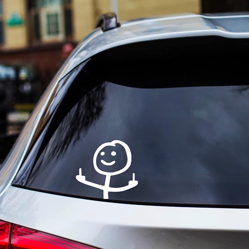 Fuck You Funny Meme Decal Large Vinyl Sticker for Cars, Trucks, Windows Middle Finger Colour White Size (12X12 Cm)