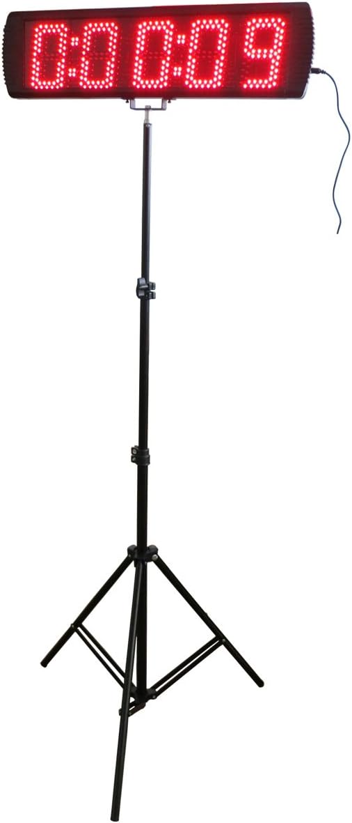 5" High Character 5 Digits LED Running Events Timer with Tripod, Max count up to 9 hours 59 minutes 59 seconds IR Remote Control