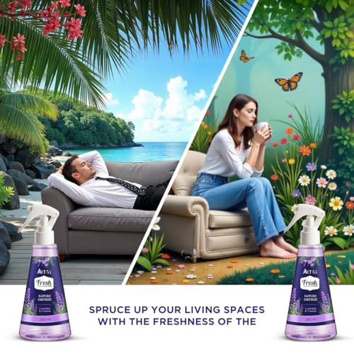 Image of Aerra Lavender, Rose, Lemongrass, Sandalwood Air Freshener Spray Combo, 4x250ml - Sacred Zest Edition, 11200+ Sprays for Home, Pooja Room, Kitchen, Bedroom, Car, Office, Non-Aerosol Odor Eliminator