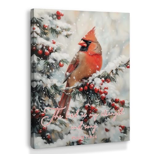 XINCEYWJ Winter Christmas Cardinal Wall Art Decor, Winter Canvas Art Prints Framed, Cottagecore...