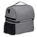 F40C4TMP Lunch Box Insulated Double Deck Lunch Bag for Men Women, 12 Cans Leak-proof Dual Compartment Cooler Tote Keep Warm and Cold with Bottle Side Pocket and shoulder Strap for School, Camping Grey