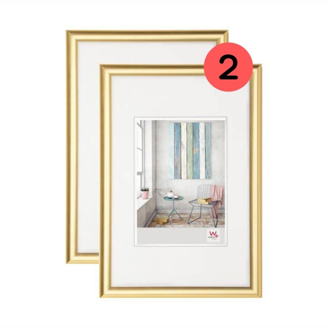 walther design Bilderrahmen gold 30 x 40 cm Doppelpack, Trendstyle Kunststoffrahmen KP040GD