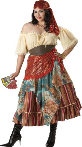 InCharacter Costumes, LLC Fortuneteller Dress, Tan/Red/Blue, XXX-Large