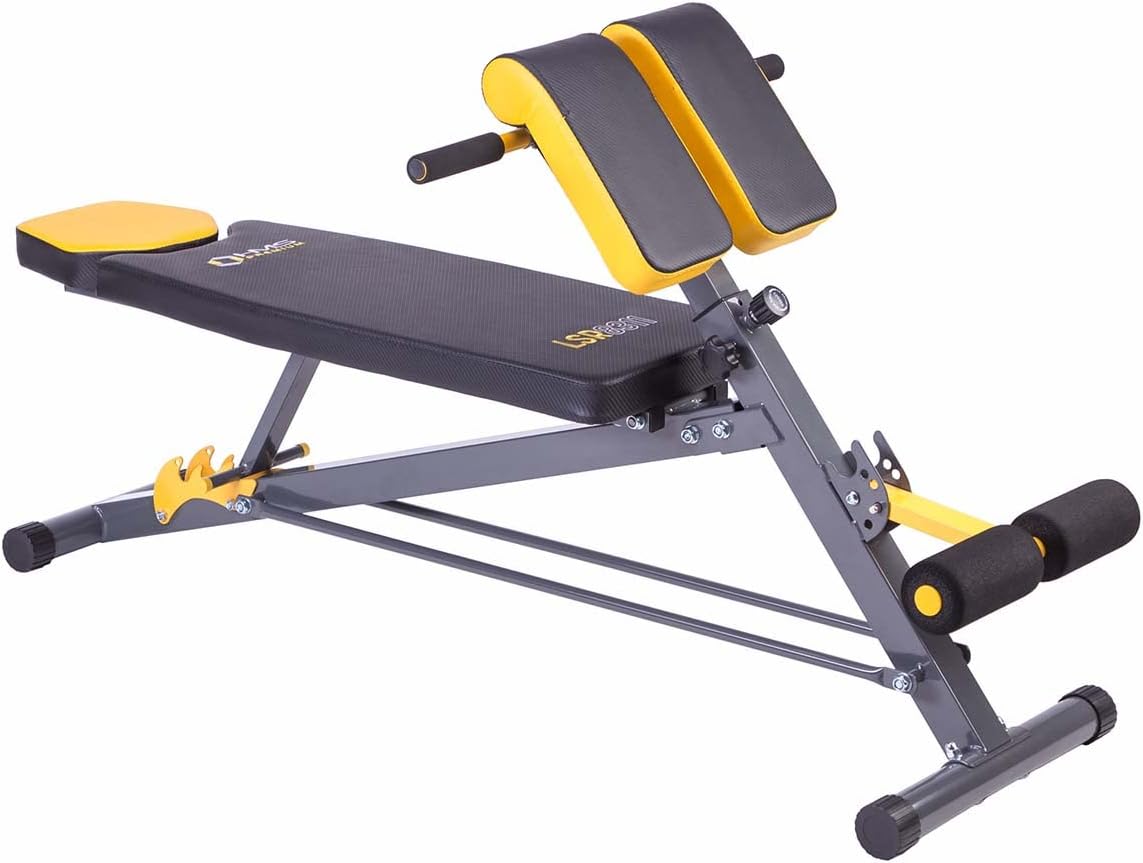 HMS Fitness LSR8311 Banc de musculation Siège ajustable Maison Noir, Jaune