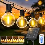 FGRYB Solares Guirnalda Luces Exterior Jardin - 45M Guirnaldas Luz Exterior Solar with Control Remoto LED Regulable Bombillas Exteriores Jardin G40 for Balcon Terraza Boda Fiesta