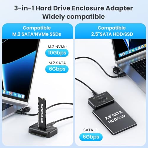 Caja externa para disco duro M.2 NVMe/NGFF y SATA 2.5 pulg. miniatura 2
