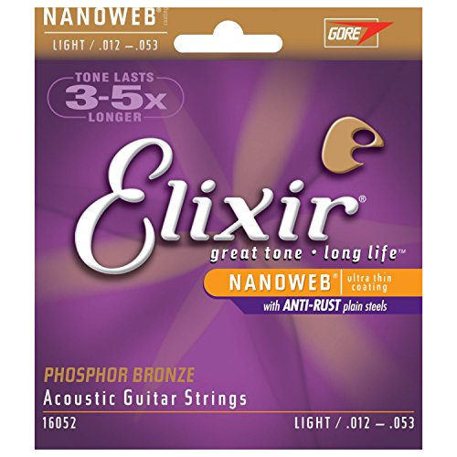 3 Sets Of Elixir 16052 Phosphor Bronze Light Acoustic Guitar Strings (12-53W) Na #TOP1