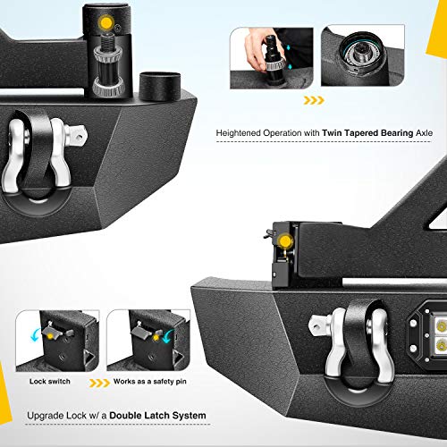 Image of Nilight Rear Bumper & Spare Tire Rack & Hitch Receiver w /2 LED Lights Compatible for 2007-2018 Jeep Wrangler JK for 2007-2018 Jeep Wrangler JK & Unlimited