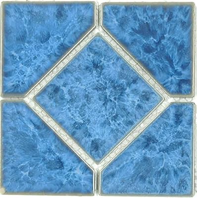 Fujiwa Porcelain Swimming Pool Waterline Tile - TITAN 661 CRYSTAL BLUE 6" X 6" 1.08 SQ FT Sheet, Pack of 2,