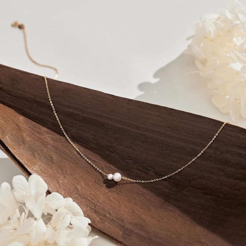 Pearl Necklace for Women, 14K Gold Plated Dainty Pendant, Trendy Jewelry Gift - Image 7