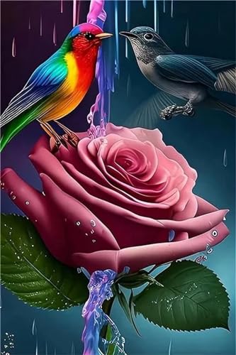 Peinture diamant 5D full drill fleurs oiseau point de croix cristal éclatant