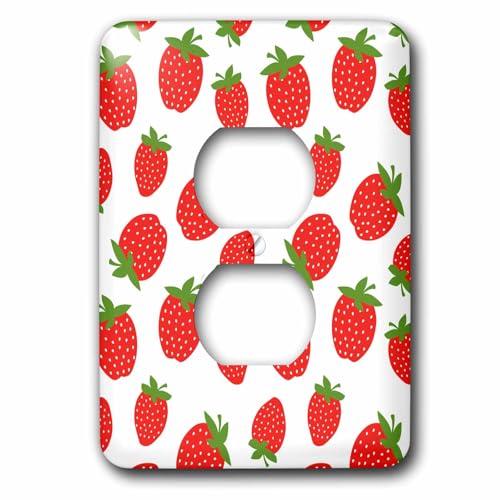 Cache-prise décoratif fraises 3dRose protégeant vos installations avec style
