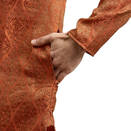 Sojanya (Since 1958 Men'S Jacquard Silk Kurta & Off-White Churidar Pyjama Set4