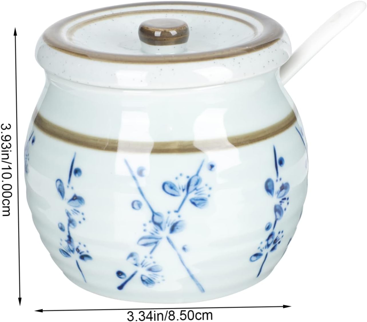 Ceramic Seasoning Container with Lid and Spoon Japanese Style Spice Jar for Salt Chili and Cooking Ingredients Food Storage Jar for Kitchen Use