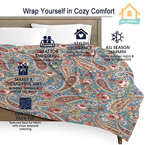 Niujinmali Boho Floral Paisley Blossom Printed Mandala Super Soft Fleece Flannel Blankets Birthday Throw Blanket Bedding Cover All Season For Picnic Couch Small 50"X40"（Throw） Kids #TOP4