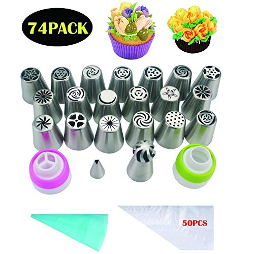 Russian Piping Tips 74 Pcs Cake Decorating Supplies Kit 19 Icing Nozzles 1