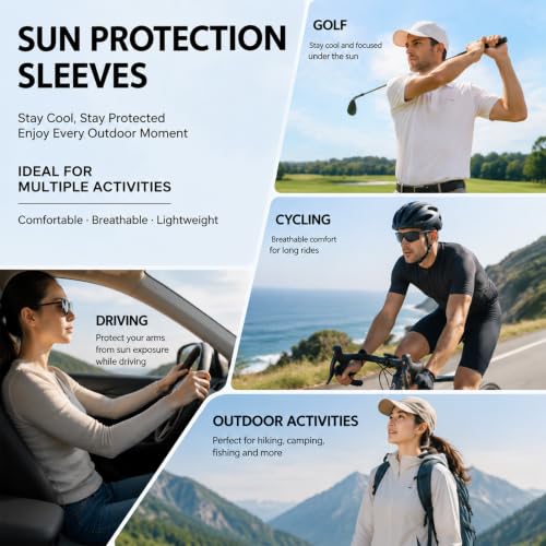 Xotectrix 2 Paires Manchette Bras Sport Unisexe,protection Bras UV, Couvre Tatouage Basketball Tennis Course, Bord Couture Plat Elastique Sans LaTeX,noir – vue 5