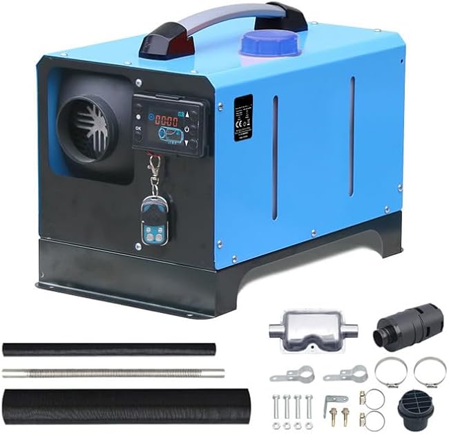 12V 24V Diesel Heater 5KW, All-in-One Portable Diesel Air Heater with Remote & LCD, Low Emission Parking Heater for RV, Car, Camper, Garage (Navy 24V 5KW)