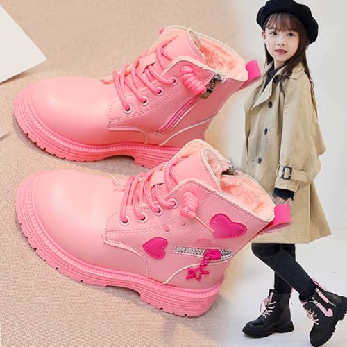 IWIHMIV Kids Riding Boots Toddler Ankle Boots Leather Boots Girls Outdoor Casual Shoes Leather Lace-Up Zipper Boots Riding Boots3
