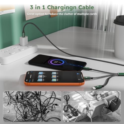 Image of USB C Splitter Multi Charging Cable, 4FT Charger Cables for Multiple Device