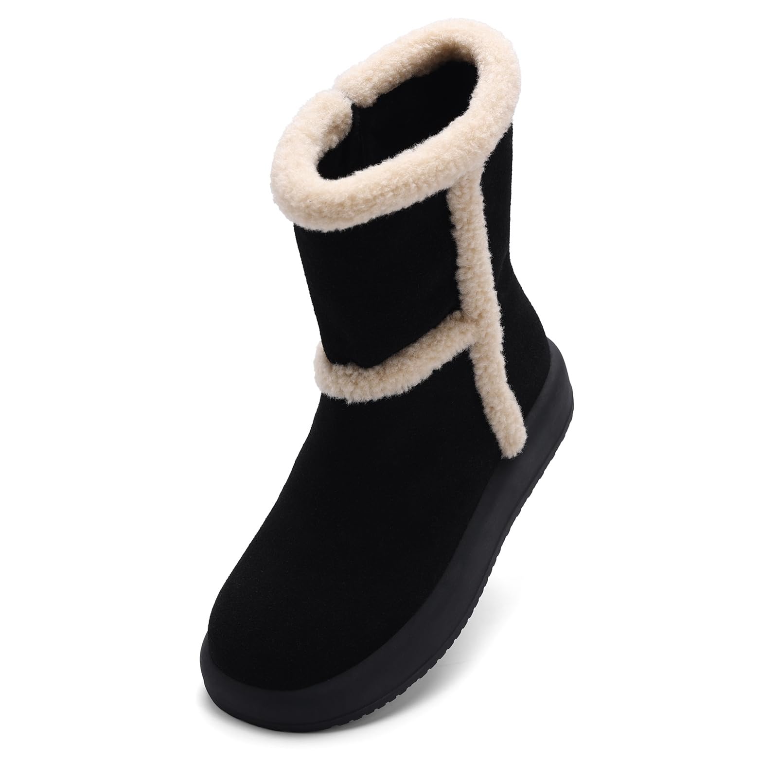 Genuine Suede Mid-Calf for Women Winter Warm Cozy Boots Comfort Snow Boots with Fur Lined