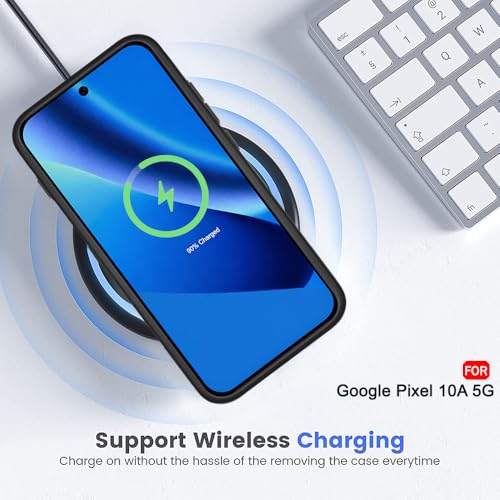 Image of TheGiftKart Hybrid Shockproof Back Cover Case for Google Pixel 10A Compatible with MagSafe | Hard Back Cover Case for Google Pixel 10A (PC & TPU, Transparent Clear Back, Black Sides)