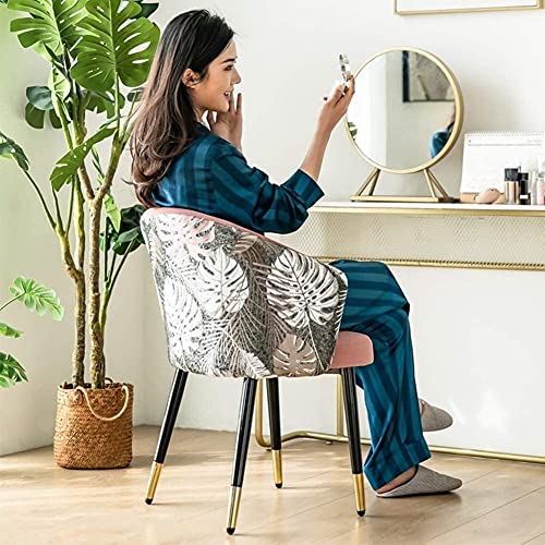 HYUFEIAO Esszimmerstühle 6er-Set – Moderne Samtsitzfläche mit bestickter Rückenlehne und Metallbeinen für Küche, Wohnzimmer oder Schlafzimmer – Vielseitige Möbel für ESS- und Schminkzwecke