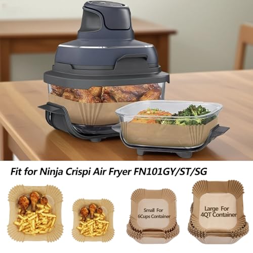 Image of Air Fryer Liners for Ninja Crispi, 270PCS Disposable Paper Liners for Ninja Crispi 4-in-1 Portable Glass Air Fryer Cooking System, Parchment Paper Containers
