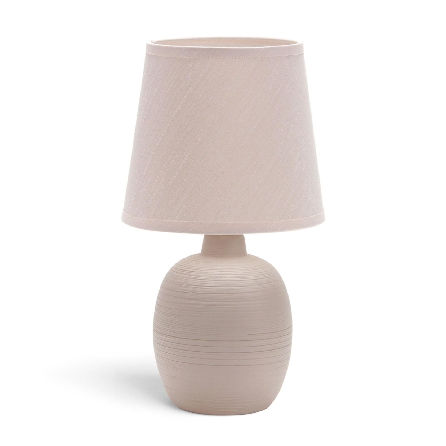 Aigostar - Lámpara de Mesa E14, LED Luz Mesita de Noche, Pantalla de Tela, Lámpara Escritorio Diseño Clasico Vintage para Dormitorio, Estudio, Salon etc