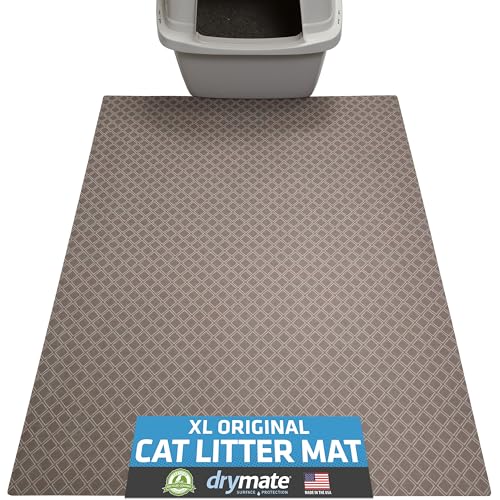 Image of Drymate Cat Litter Box Mat, Litter Trapping Mat, Waterproof, Urine-Proof, Absorbent, Machine Washable, Soft on Paws, Contains Mess, Protects Floors, Kitten Supplies, Taupe, 29x36 XL