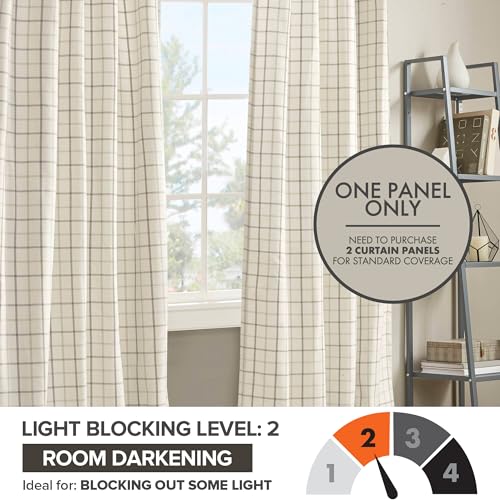 Image of Madison Park Anaheim Cabin Plaid Curtain Window, Thermal Insulated Fleece Lining, Living Room Decor Room Darkening Drape for Bedroom, 1-Single Panel, 50x95, Rod Pocket & Back Tab, Natural (Pack of 4)