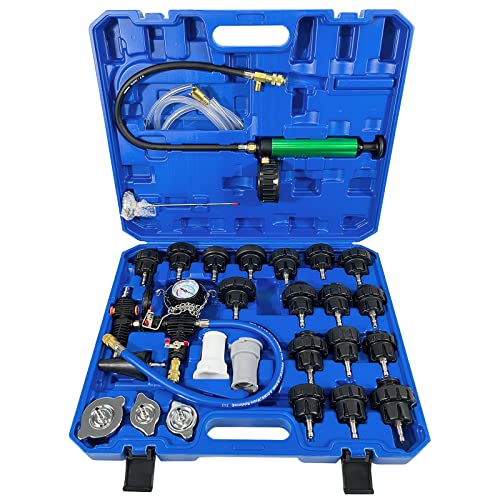 Endxedo 28Pcs Universal Radiator Pressure Tester Vacuum Type Cooling System Tool Kit With Pressure Tester Kit Coolant Refill Tool Kit With Red Carry Case #TOP4
