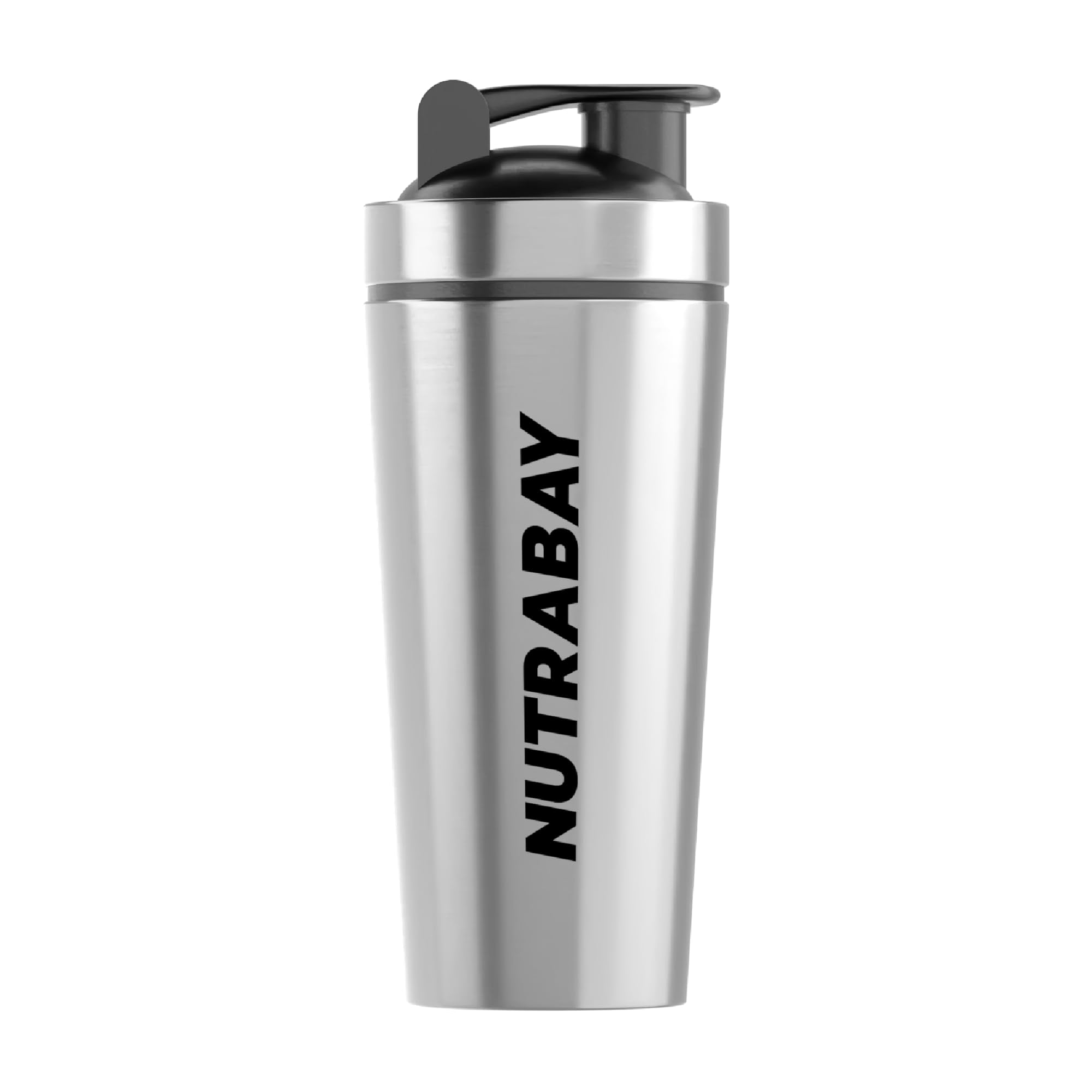 Nutrabay Silver Steel Shaker Bottle 750ml, Ideal for Protein Shake, 100%  Leakproof, Food Grade, Sipper Gym Shaker Bottle 750ml (Silver, Steel)
