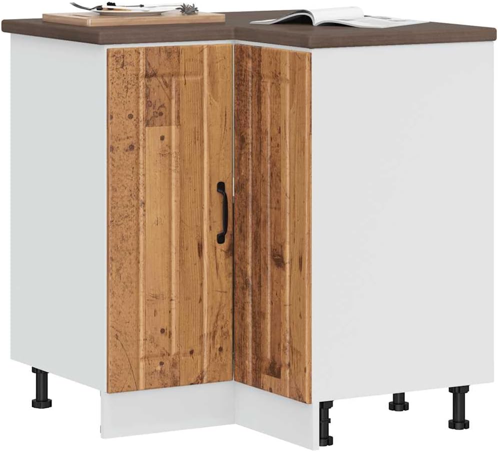 Myheimly Kitchen Cabinet Kitchen Furniture Built-In Kitchen Cabinet Wood Composite Cabinet Old Wood Corner Cabinet 75.5 x 75.5 x 81.5 cm