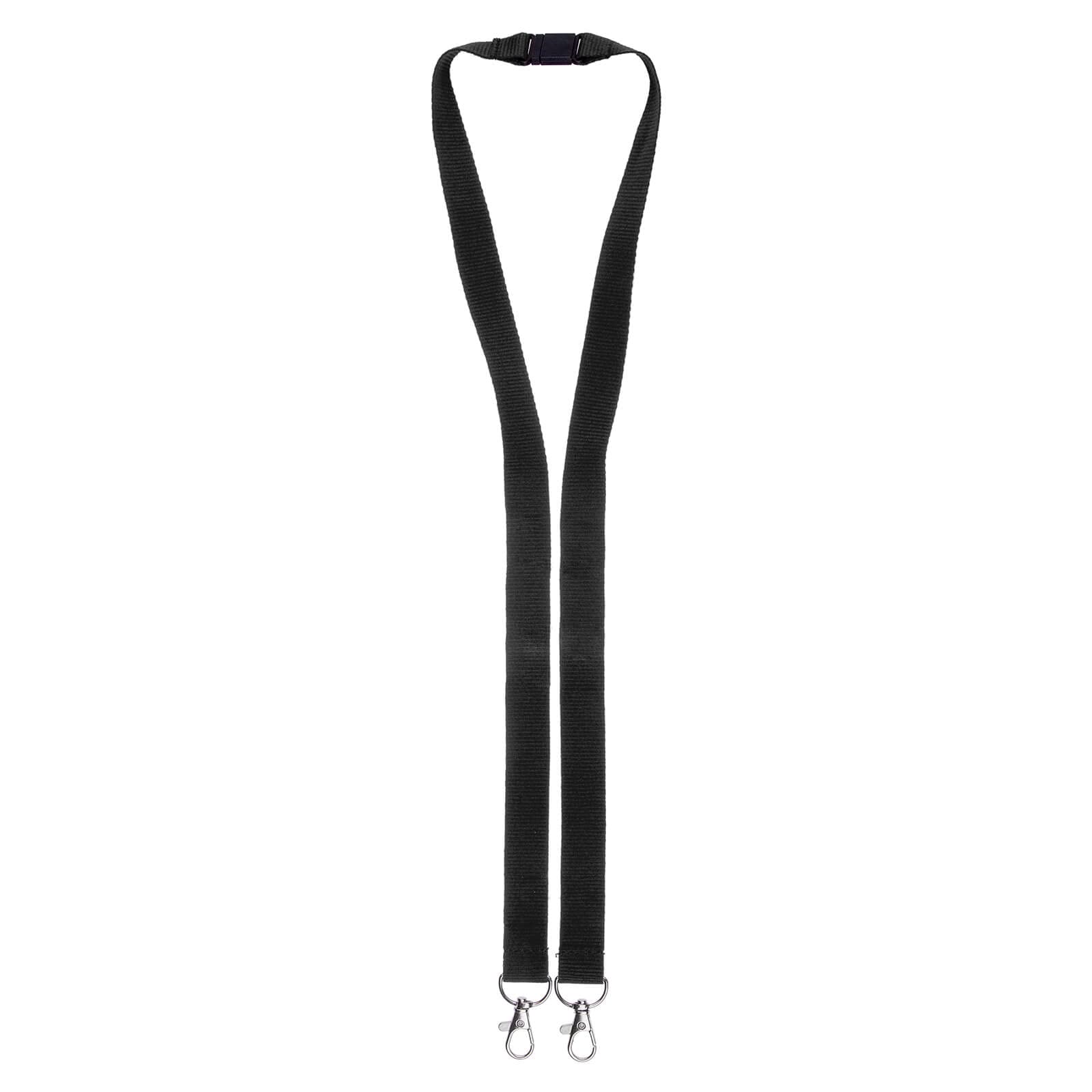 Karteo® Czarna Smycz z Podwójnym Karabińczykiem 100 Sztuk – Lanyard z 2 Karabińczykami i Zapięciem Bezpieczeństwa do Holderów i Etui na Identyfikatory