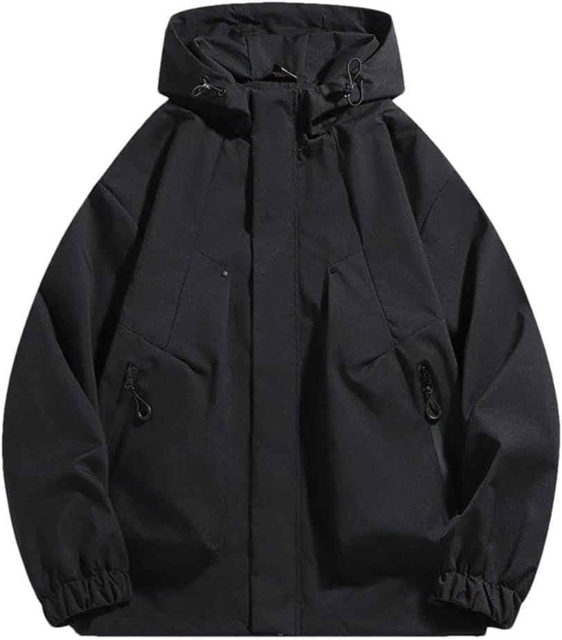 Mens Outdoor Casual Lightweight Trenchcoats Hooded Hiking Waterproof Jacket