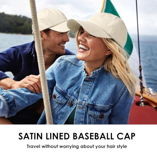 Image of Womens Satin Lined Unstructured Baseball Cap Unisex Silk Lining Washed Cotton Adjustable Vintage Dad Hat