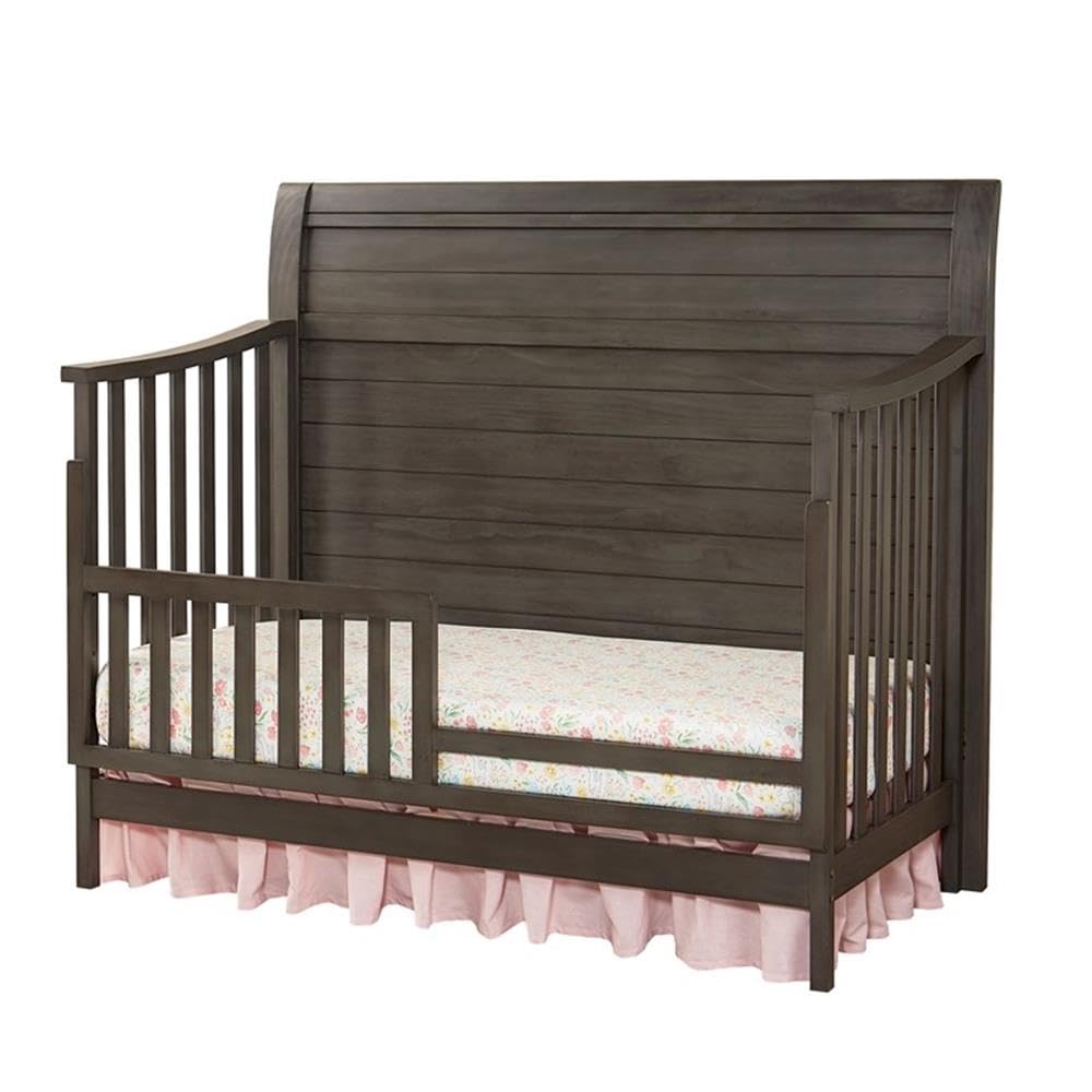 Pemberly Row Farmhouse Wood Toddler Guard Rail in Dusk Gray Finish