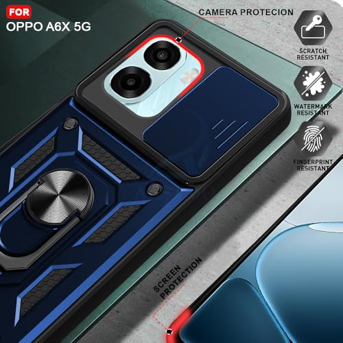 Image of AESTMO Tough Armor Oppo A6S 5G / Oppo K14X 5G / Oppo A6X 5GBumper Back Case Cover | Ring Holder & Sliding Camera Shield Cover | 360 Degree Protection Back Case Cover (Blue)