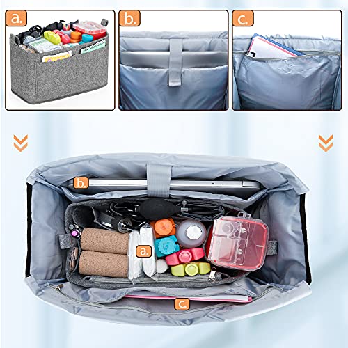 Damero Nurse Tote Bags with Purse Organizer Insert, Nurse Bags for Work with Padded 15.6'' Laptop Sleeve and Multiple Pockets, Grey2