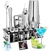 Shop 23PCS Cocktail Shaker Set, 750ml Boston Shaker Kit with Strainer, Jigger, Mixing Spoon, Tongs, Bottle Stoppers, Opener, Recipes – Pueine