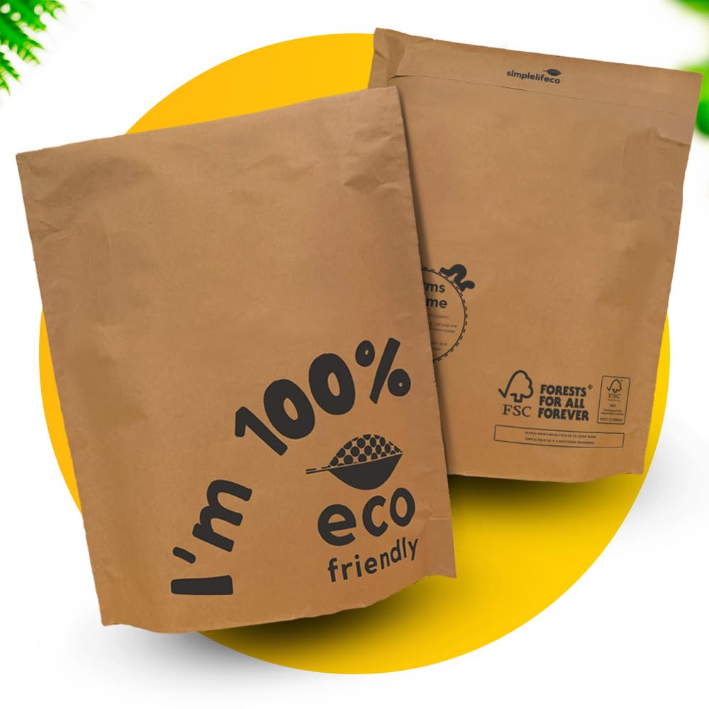 sobres de envío de papel | Paquete de 25| Sobre de correo biodegradable y compostable | Tamaño: 36 x 43.5 cm + fuelle inferior