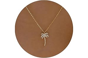 Gold Plated Palm Tree Necklace for Women - Dainty Tree Pendant Necklaces, Simple Jewelry