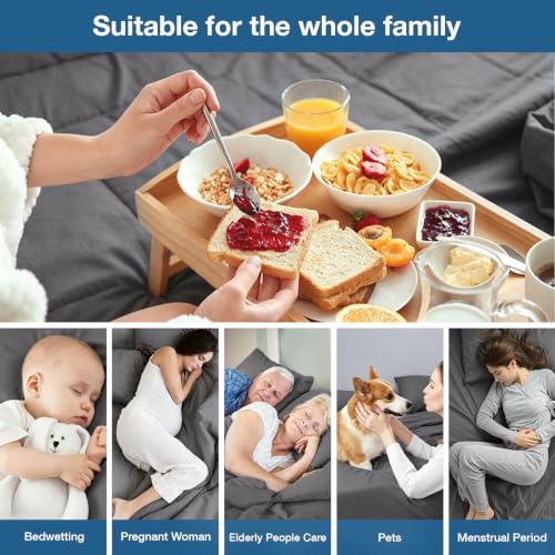 Image of Safe and Sound Mattress Protector, Premium 100% Waterproof Mattress Cover, Noiseless Breathable Soft, Fitted Deep Pocket 8-21'' Bed Cover Gray Twin 2PACK